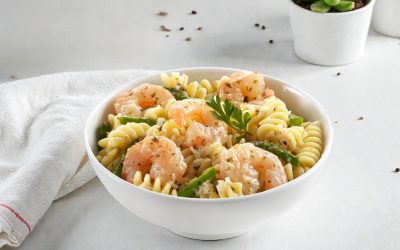 Lemon Butter Scallops with Herb Rice Pilaf + Roasted Asparagus