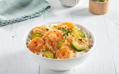 Garlic Parmesan Shrimp Pasta with Zucchini Ribbons