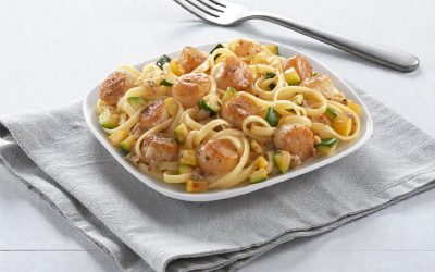 Garlic Parmesan Butter Scallops with Spaghetti & Zucchini